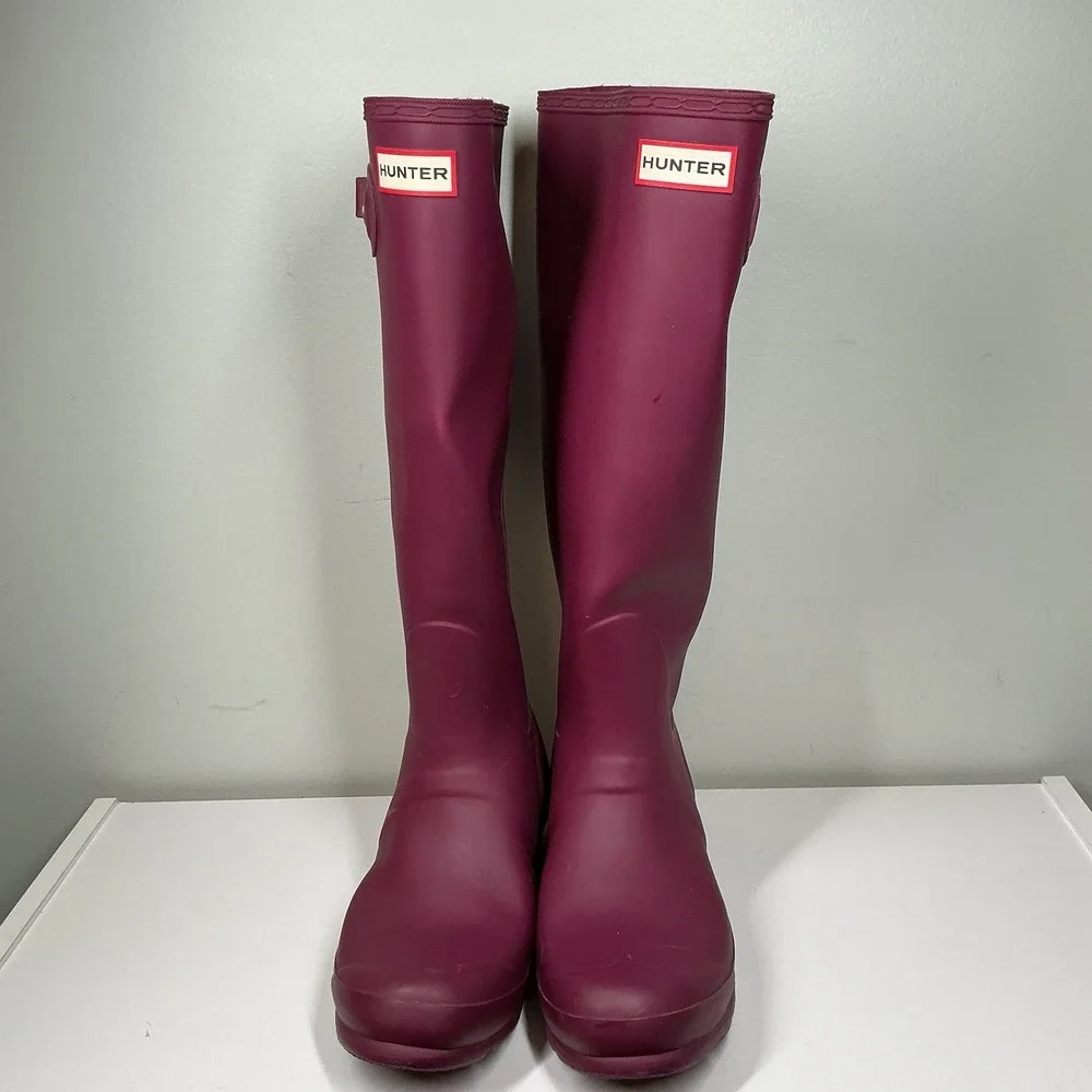 Hunter Boots Women's Original Matta Tall Rain Boots - Violet Purple - Size 8 - Picture 2 of 7